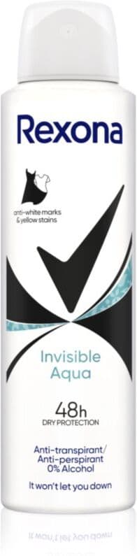 Rexona Invisible Aqua spray anti-transpirant anti-traces blanches et jaunes 150 ml