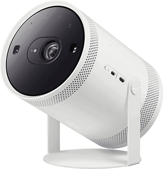 Proyector - Samsung The Freestyle SP-LFF3CLAXXXE, Full-HD, Smart TV hasta 100", Diseño 360º, Calibración Automática, Blanco