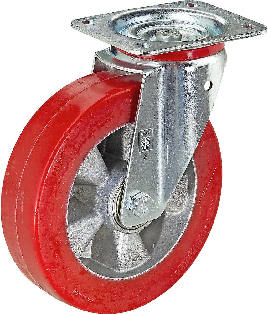 Polyurethan-Reifen auf Alu-Felge, Rad-Ø x Breite 125 x 40 mm, Lenkrolle, Tragfähigkeit 200 kg Wicke