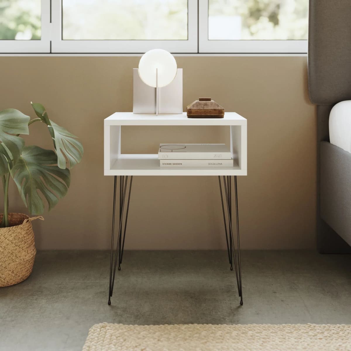 garneroarredamenti Comodino 45x59h cm design industrial bianco Jamar