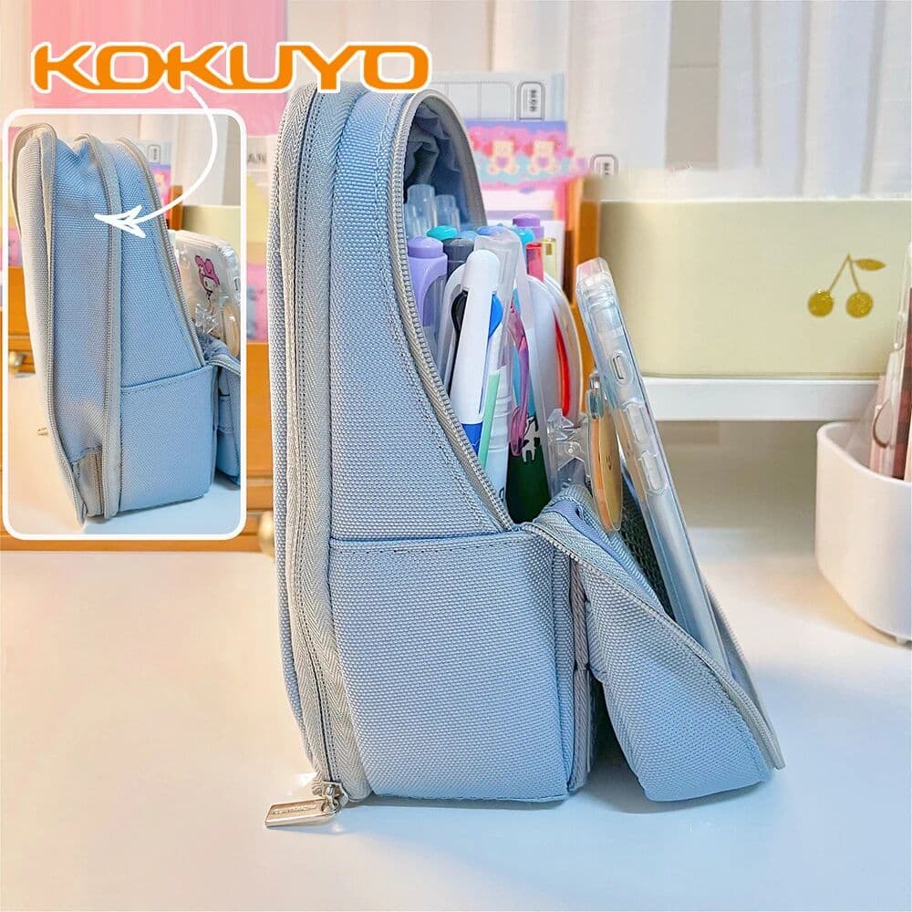 Japan Pencil Case KOKUYO Vertical Multifunctional Deformation Pen Bag 2-in-1 Can Stand Large Capacity Stationery School Supplies