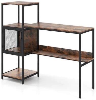 Modern Computer Workstation Computer Desk w/ Bookshelf