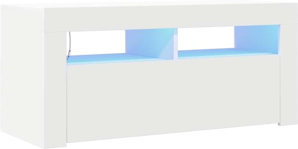 vidaXL Meuble TV avec lumières LED blanc 90x35x40 cm