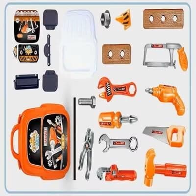 Inspire Select Childrens Construction Tool Set Pretend Play DIY Kit For Toddlers & Kids red