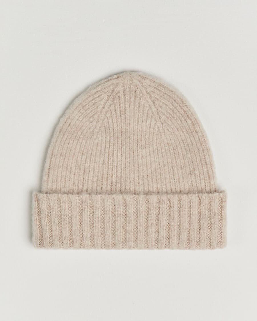 Robert Mackie Rona Ribbed Shaggy Lambswool Beanie White men One size Hvid