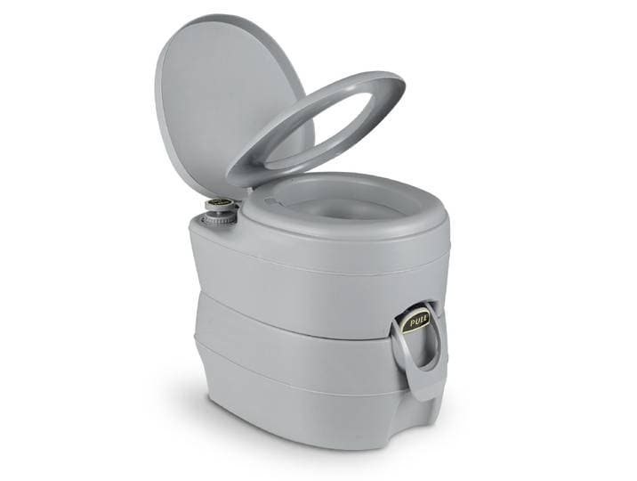 Draagbaar Toilet met Afneembare 20 L Afvalwatertank Mobiel Toilet met Waterdichte Zitting en Spoelpomp Campingtoilet voor Bootvissers Donkergrijs