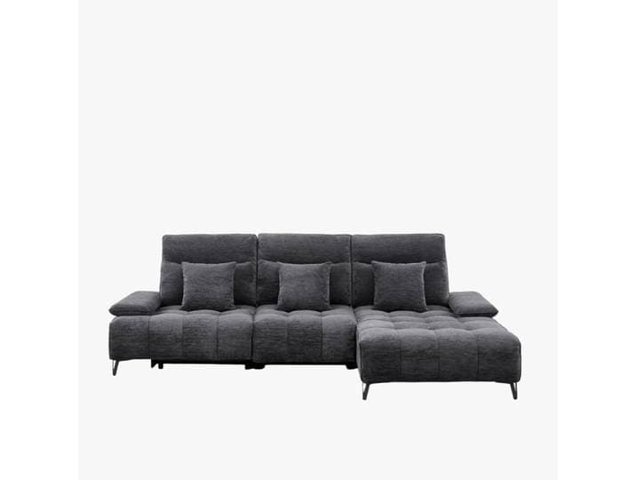 TIAM Canapé relax en tissu noir 310 cm