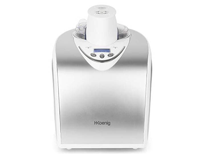 H.Koenig professionele Turbine IJsmachine HF180, 1 L, 135 W, elektrisch, snelle voorbereiding, Koud-houden Functie, voor Sorbet en Yoghurtijs, Zilver
