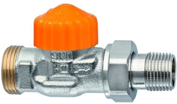 Heimeier Eclipse Thermostat-Ventilunterteil 3936-02.000 R 1/2xG 3/4 AG, Durchgang, Rotguss vernickelt