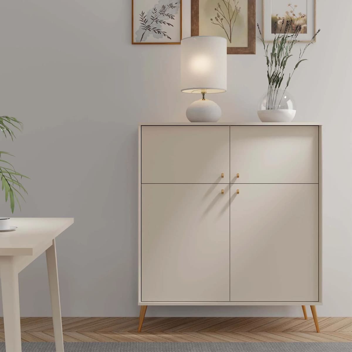 garneroarredamenti Credenza alta 105x122h cm 4 ante moderna beige cashmere Carly