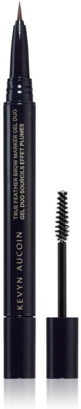 Kevyn Aucoin True Feather Brow Marker Gel Duo μαρκαδόρος για τα φρύδια με βούρτσα απόχρωση Warm Brunette 0,4 ml