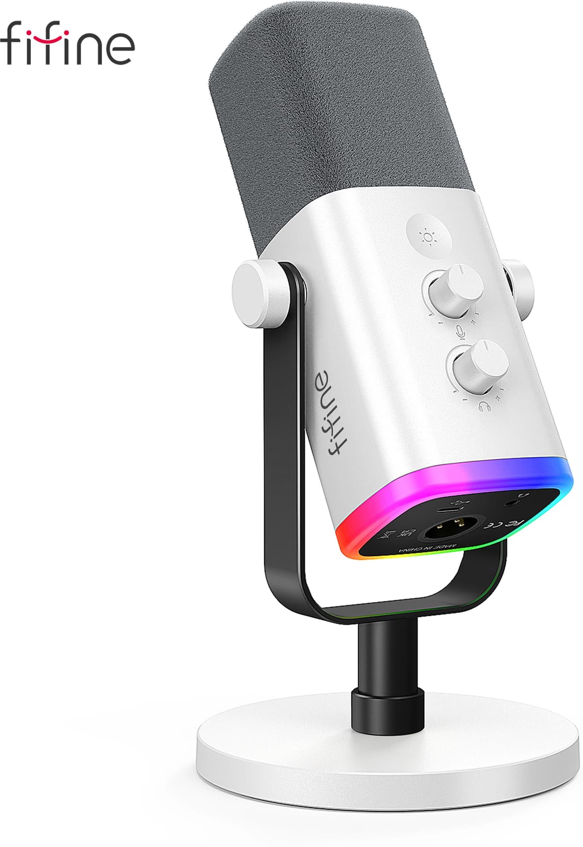 FIFINE XLR/USB Dynamic Microphone with Headphone Jack/RGB/Mute,MIC for Recording Streaming Gaming PS4/PS5 Ampligame AM8W