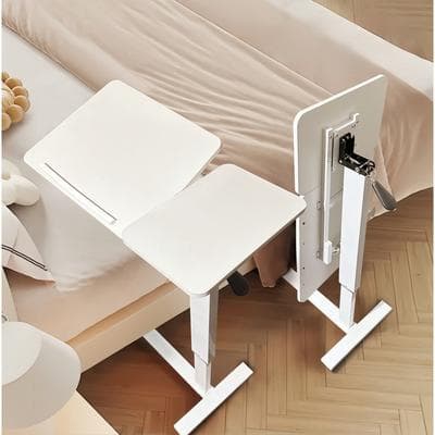 Kodotan sofa Overbed Bedside Desk Mobile Rolling Laptop Stand Tilting Overbed Table with Wheels Height Adjustable Tray Table