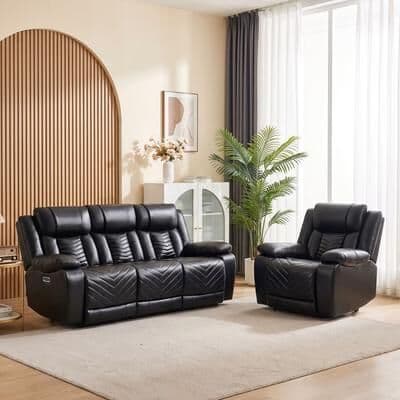 EBELLO Power Recliner Sofa Set with USB Ports LED Ambient Lights Cup Holders and Hidden Storage Living Room & Home Theater Seating