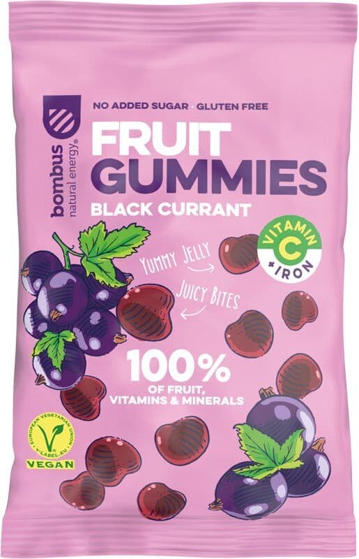 Bombus Fruit Gummies cukierki owocowe smak Black Currant 35 g