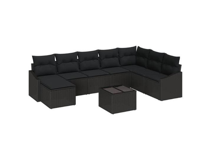 vidaXL - Bankstel - 9 - st - Zwart - poly - rattan