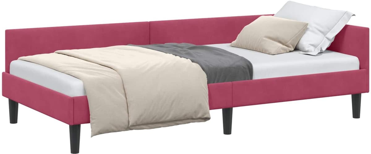 vidaXL Cadre de lit d'angle Bordeaux 100 x 200 cm Velours