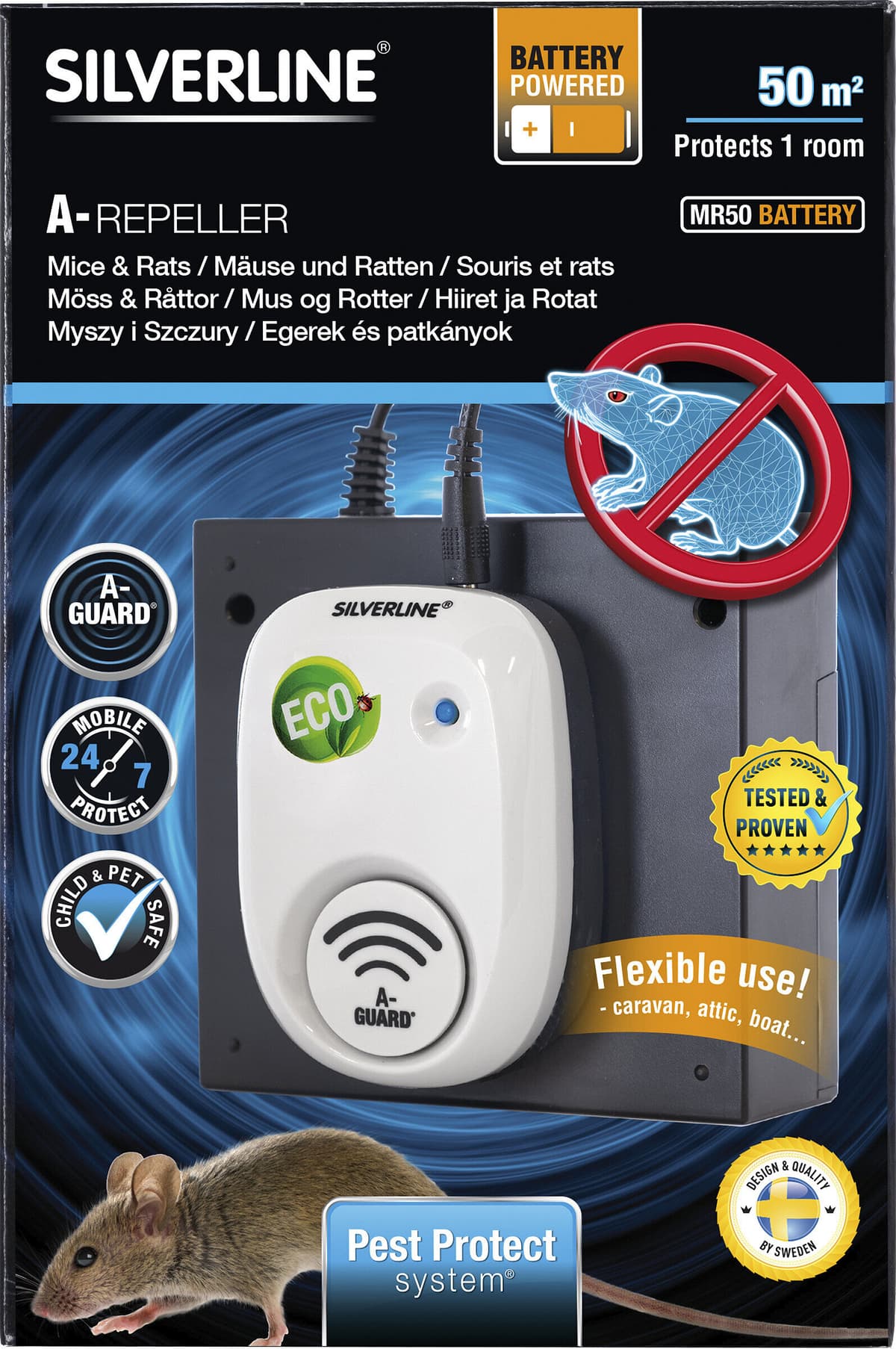 Silverline Elektronisk avskräckare Mus och Råttfritt, MR50