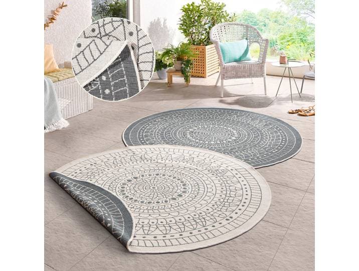 Teppich HANSE HOME Porto Wendeteppich , grau, H:5mm Ø:240cm, Kunstfaser, Teppiche, Teppich, In-& Outdoor, Wetterfest, Balkon, Garten, Wohnzimmer, Wasserfest