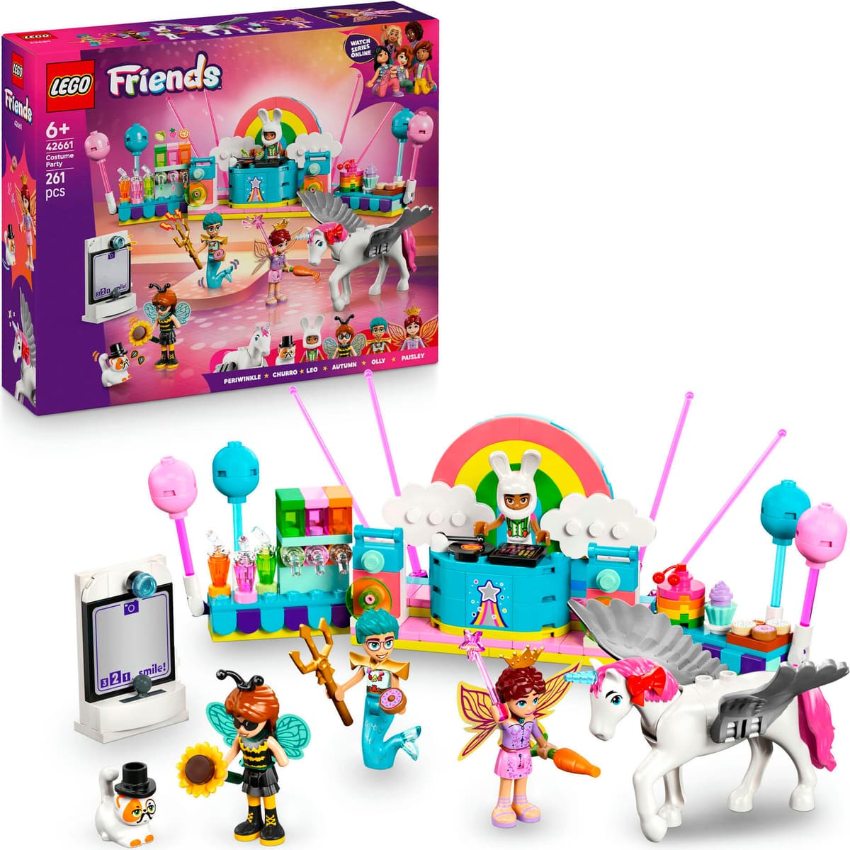 Konstruktionsspielsteine LEGO "Kostümparty mit Einhorn und Fee (42661), LEGO Friends", bunt, Spielbausteine, Kinder, Kunststoff, Konstruktionsspielsteine, Made in Europe