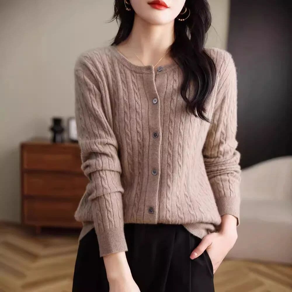 yszwdblx Women Cardigans Spring Autumn Winter Long Sleeve Knitted Sweaters O-neck Thick Warm Fashin Korean Cardigan Slim Fit Tops 2026