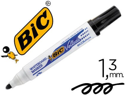 Marcador Bic Velleda p/ Quadro Branco Cor Preto Ponta Redonda 1,3 mm