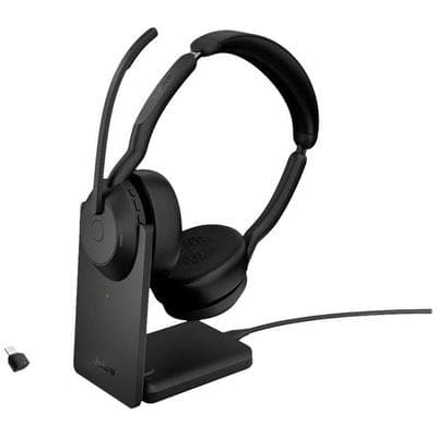 Jabra Evolve2 55 UC Stereo On Ear Headset Bluetooth® Stereo Schwarz Noise Cancelling Mikrofon-Stummschaltung, Lautstärkeregelung Computer -