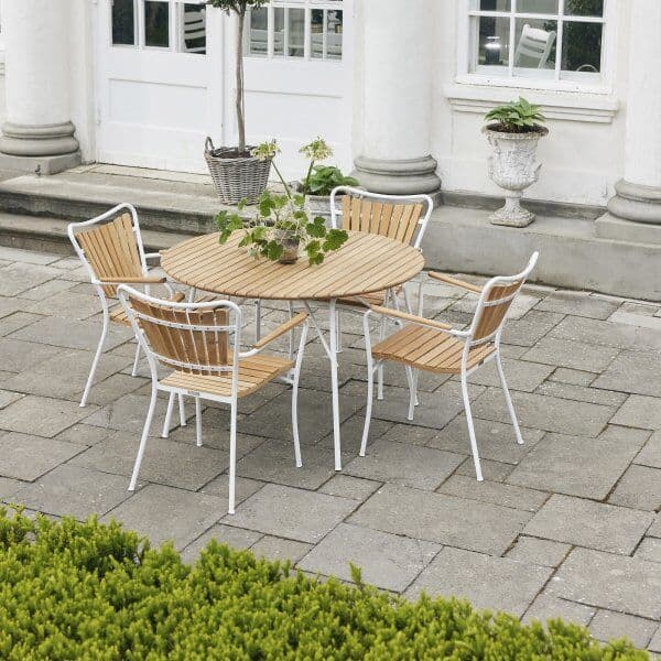 Mandalay Magnolia Havebord Ø110cm + 4 Marguerit Stole, Hvid