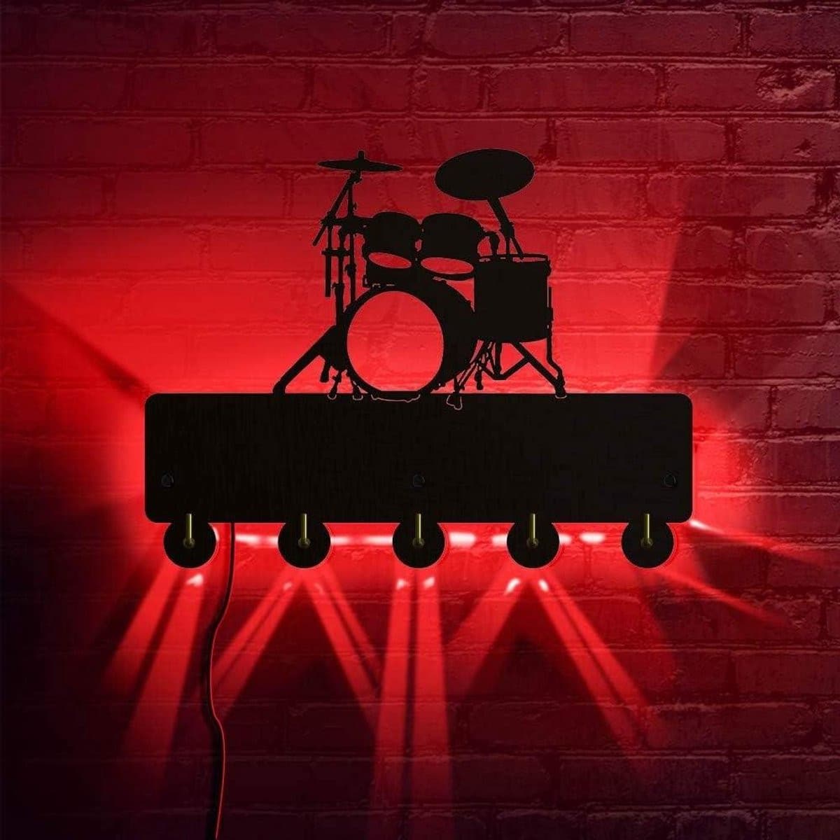 Decoratieve wandhaken met LED-verlichting voor muziekinstrumenten en sleutels, 30 cm