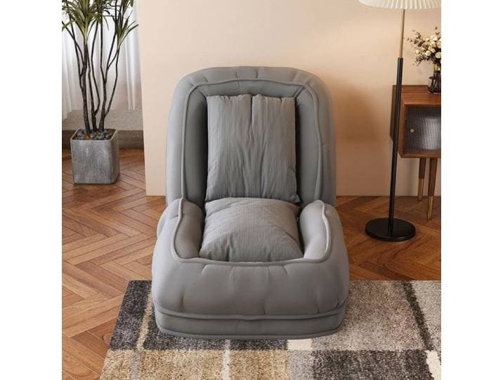 Canapé-lit pliable ergonomique gris 90x180cm réglable 5 positions 90-180° multifonction avec 2 oreillers salon chambre lecture