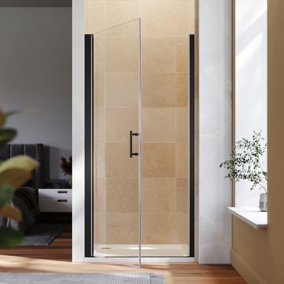 Belfry Bathroom Landin 1850mm H Hinged Frameless Shower Door with Clear Glass 86"