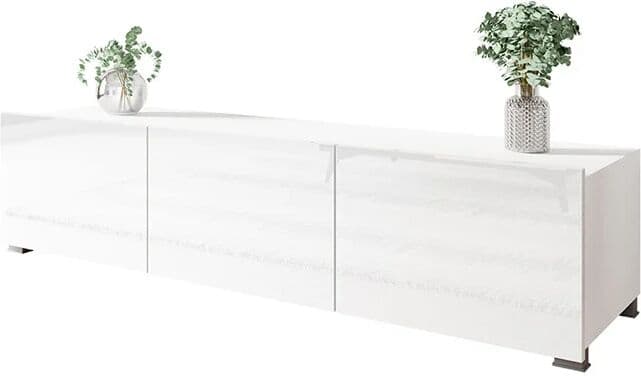 garneroarredamenti Mobile porta TV 150x37h cm 2 ante bianco lucido Mons