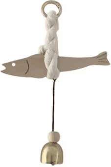 Uplift Curations Lightweight Wooden Fish Hanging Ornament With Bell Nautical Car & Wall Decor Pendant style 2 large