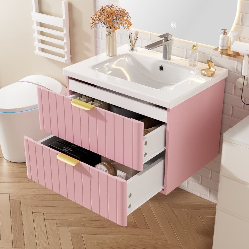 REDOM Lavabo de aglomerado  rosa 60,5x47,5x47 cm
