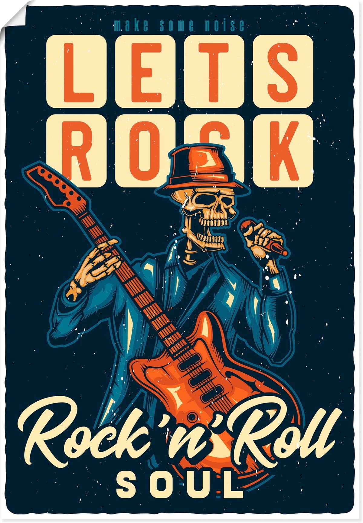 Wandbild ARTLAND "Let's rock", bunt (farbe bild(er): blau), B:50cm H:70cm, Bilder, Wandbild, als Alubild, Leinwandbild, Poster, Wandaufkleber in verschied. Grössen farbe bild(er): blau B/H/T: 50cm x 70cm, Kunstdrucke & Poster Hochformat, 1 Stk.