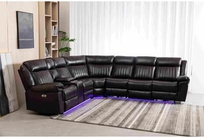 AMERROBIL Reclining Sectional With Foldable Charging Station & Led Lights