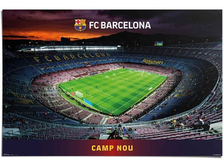 Poster REINDERS Barcelona - Camp Nou Fußball - Stadion - Spanien , bunt (farbe bild(er): mehrfarbig), B:91,5cm H:61cm, Papier, Bilder, Poster