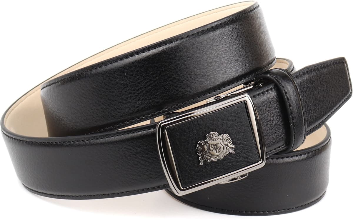 Ledergürtel ANTHONI CROWN, Herren, Gr. 95, schwarz, Rindsleder, Gürtel Ledergürtel schwarz 95