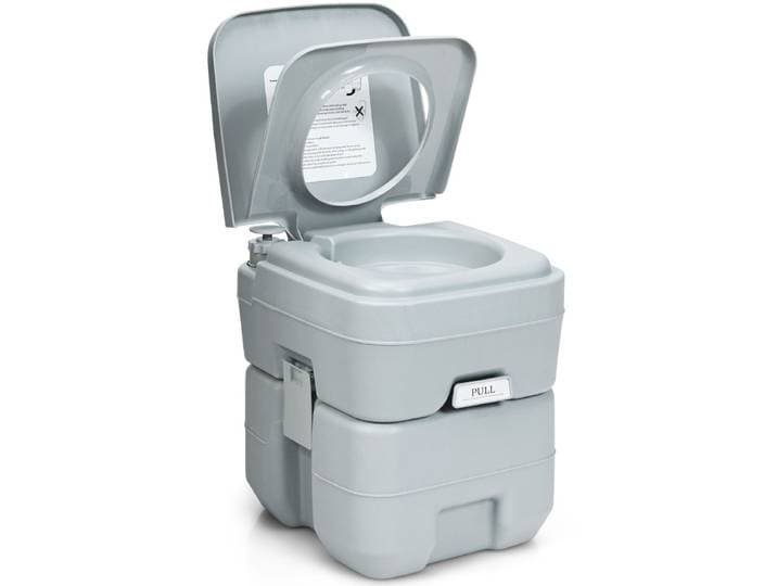 Draagbaar Toilet Mobiele Toilet met 20L Afvaltank Lekvrije Toiletpot met Afneembare Afvaltanks voor Moeiteloze Reiniging-Grijs