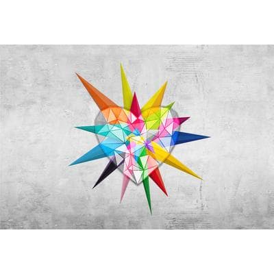 Fototapete ARCHITECTS PAPER "Atelier 47 Heart Star 2", bunt (gelb, blau, rot), B:4m L:2,7m, Vlies, Tapeten, Vlies, Wand, Schräge, Decke
