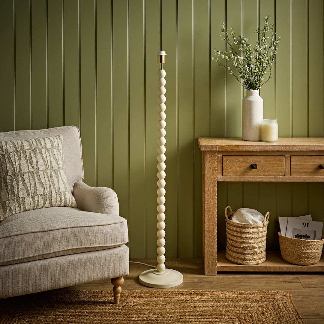 17 Stories Helgomar 130cm Matte Traditional Floor Lamp Cream 130cm H X 25cm W X 25cm D