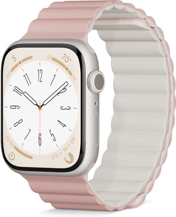 Apple Watch (42/44/SE/45/46/49mm) Epico Magnetisk Silikone Urrem - Lyserød / Grå