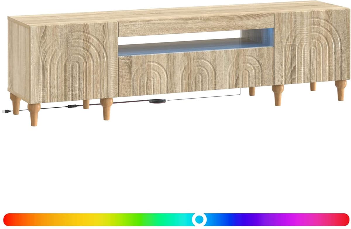 vidaXL Meuble TV LED ALKMAAR 153 x 35 x 43 cm Chêne Sonoma
