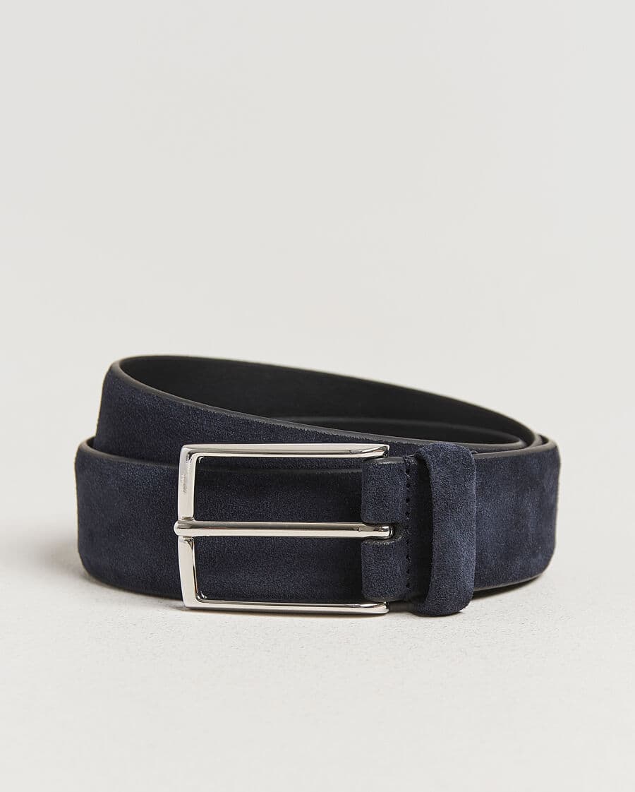 Anderson's Calf Suede 3,5 cm Belt Navy men 95 Blå