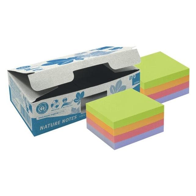 Info Recycling Haftnotizen Standard farbsortiert 8 Blöcke (75 x 75 mm) (5654-97BOX)