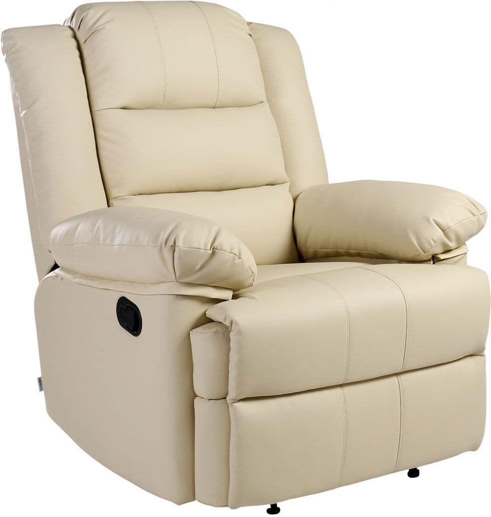 Brayden Studio Manual Leather Match Manual Recliner Cream 110cm H X 88cm W X 87cm D