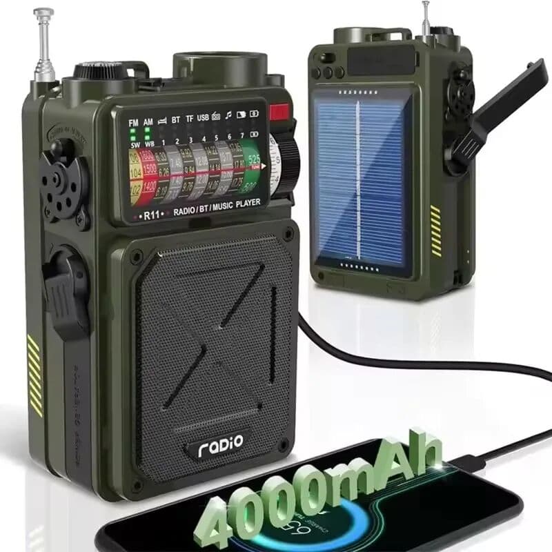 SwYiSm Outdoor Solar Emergency Hand Crank Dynamo Portable Vintage AM/FM/SW Full-band Radio BT5.0 Bluetooth Speaker With Flashlight SOS