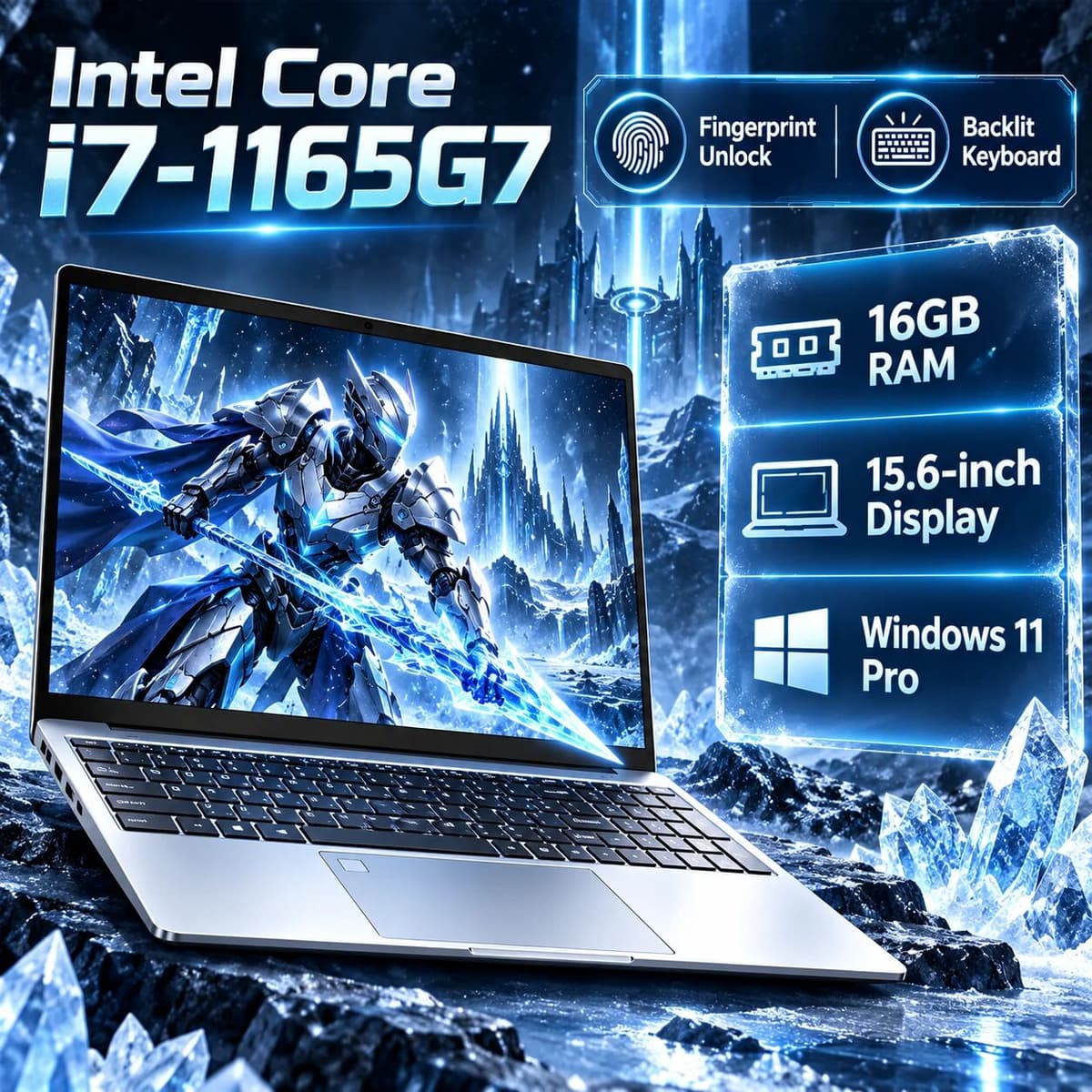 FUCHU 15.6' Laptop Computer Windows 11 Intel Core I7-1165G7 PC Gamer 16GB RAM Fingerprint Unlock Notebook Laptops Backlight Study