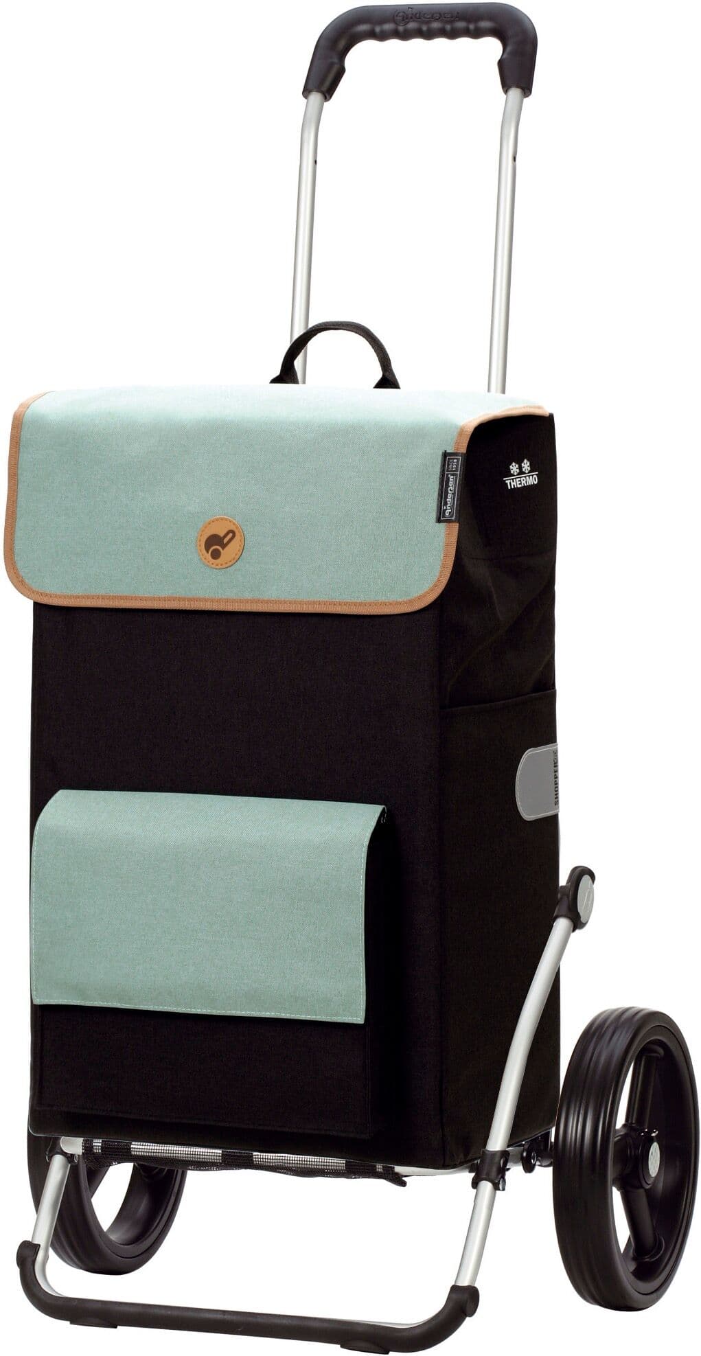 Einkaufstrolley ANDERSEN "Royal Shopper Solva", grün (hellmint), B:50cm H:107cm T:28cm, Polyester, Einkaufskörbe