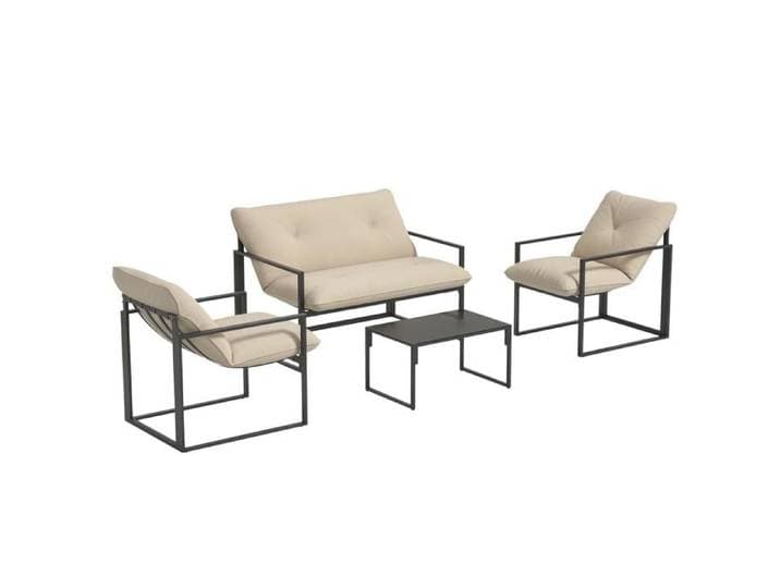 LIA Salon jardin 4 pers canapé+2 fauteuils+table gris